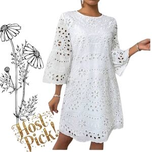 NWOT A line White Eyelet Dress M